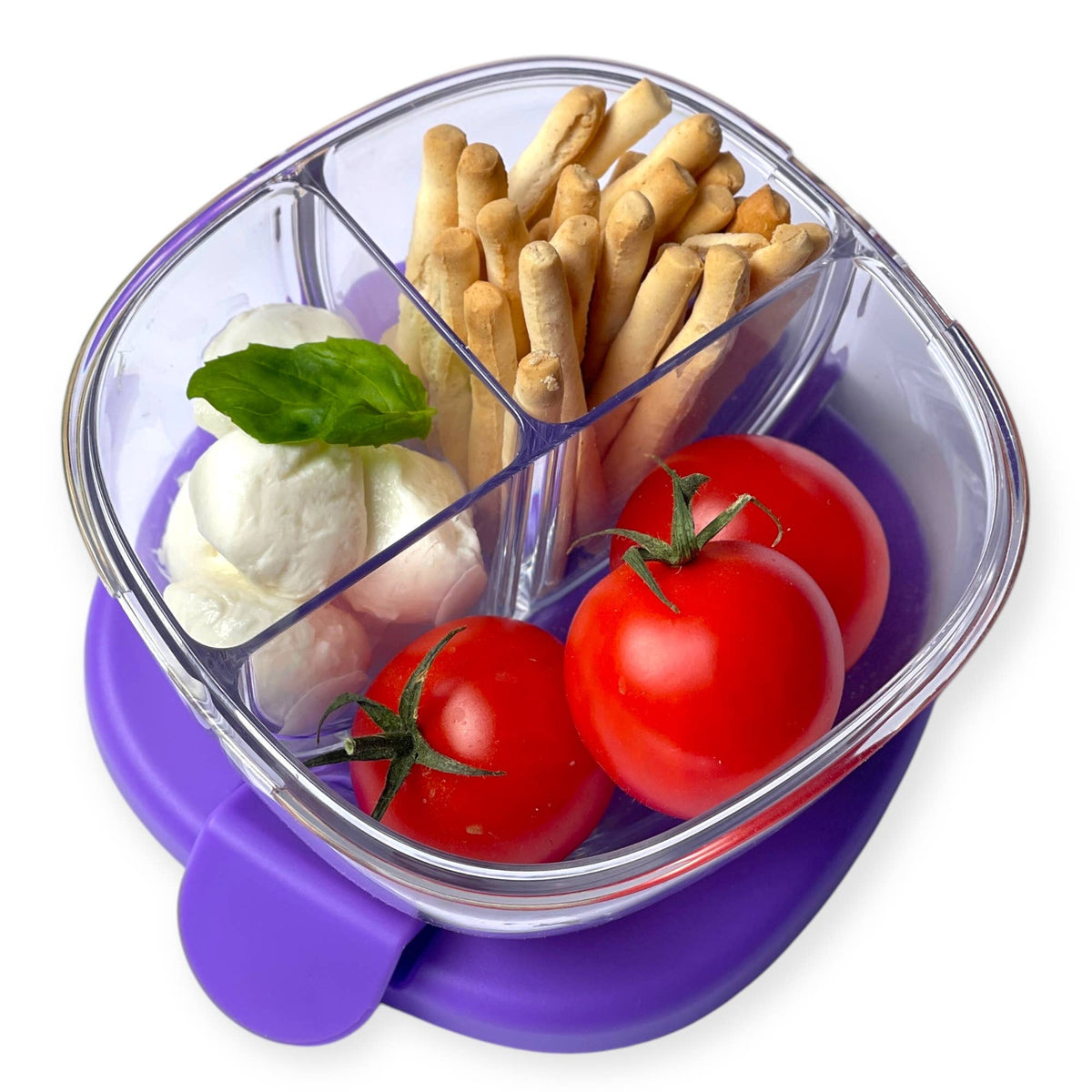 Bol à collations compact et étanche à 3 compartiments Violet - Yumbox - Boîte à repas - HPSB202405 - La Guilde Culinaire
