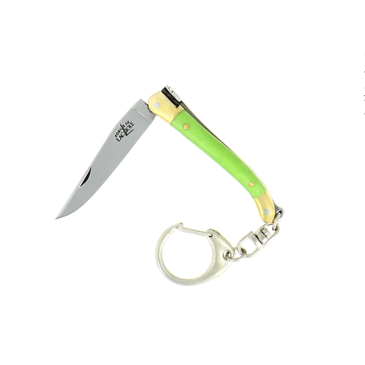 Porte-clés 7 cm Tissu compressé, mitre Laiton – Laguiole Vert - Laguiole - Porte-clefs - 00003942 - 1270 TC VER - La Guilde Culinaire