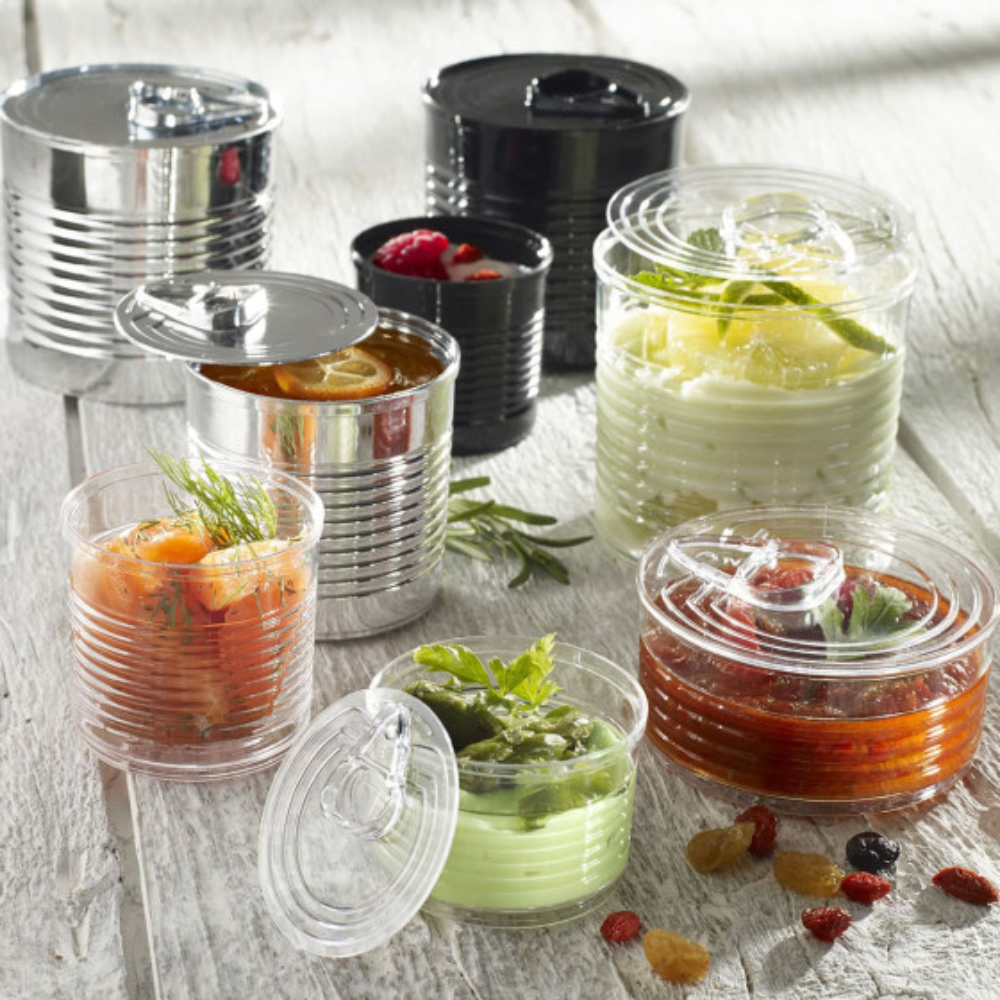 Boite de conserve transparente 60 ml - Solia - Service de table jetable - - La Guilde Culinaire