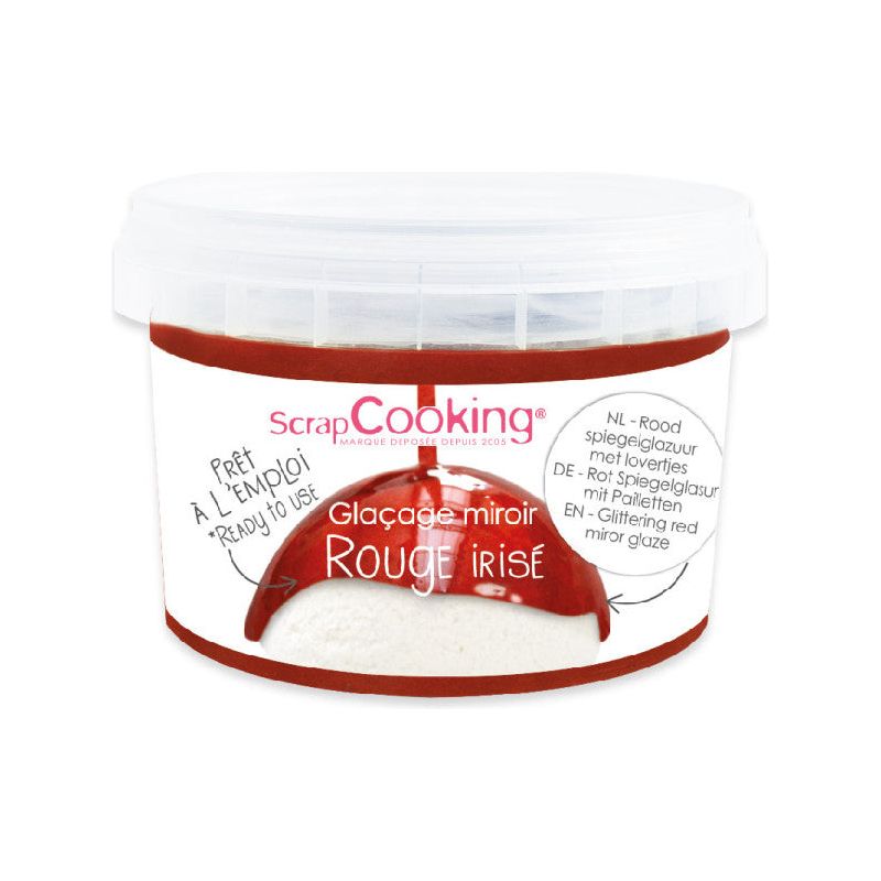 Glaçage miroir prêt à l'emploi rouge irisé 300g - Scrapcooking - Glaçage - - La Guilde Culinaire