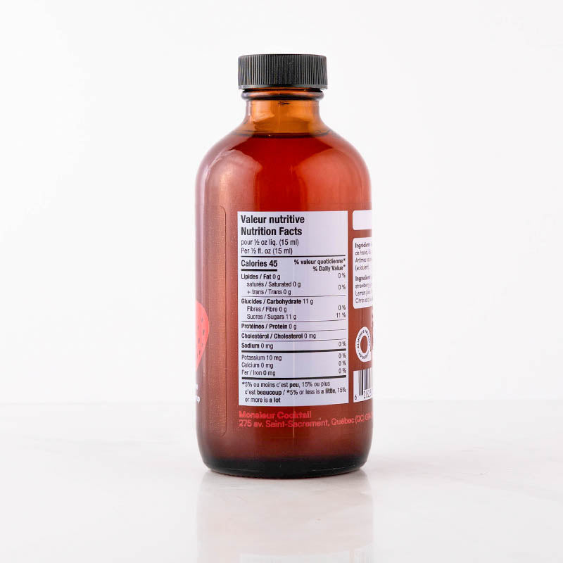 Sirop de fraise - 250ml - Monsieur Cocktail - Sirop - - La Guilde Culinaire