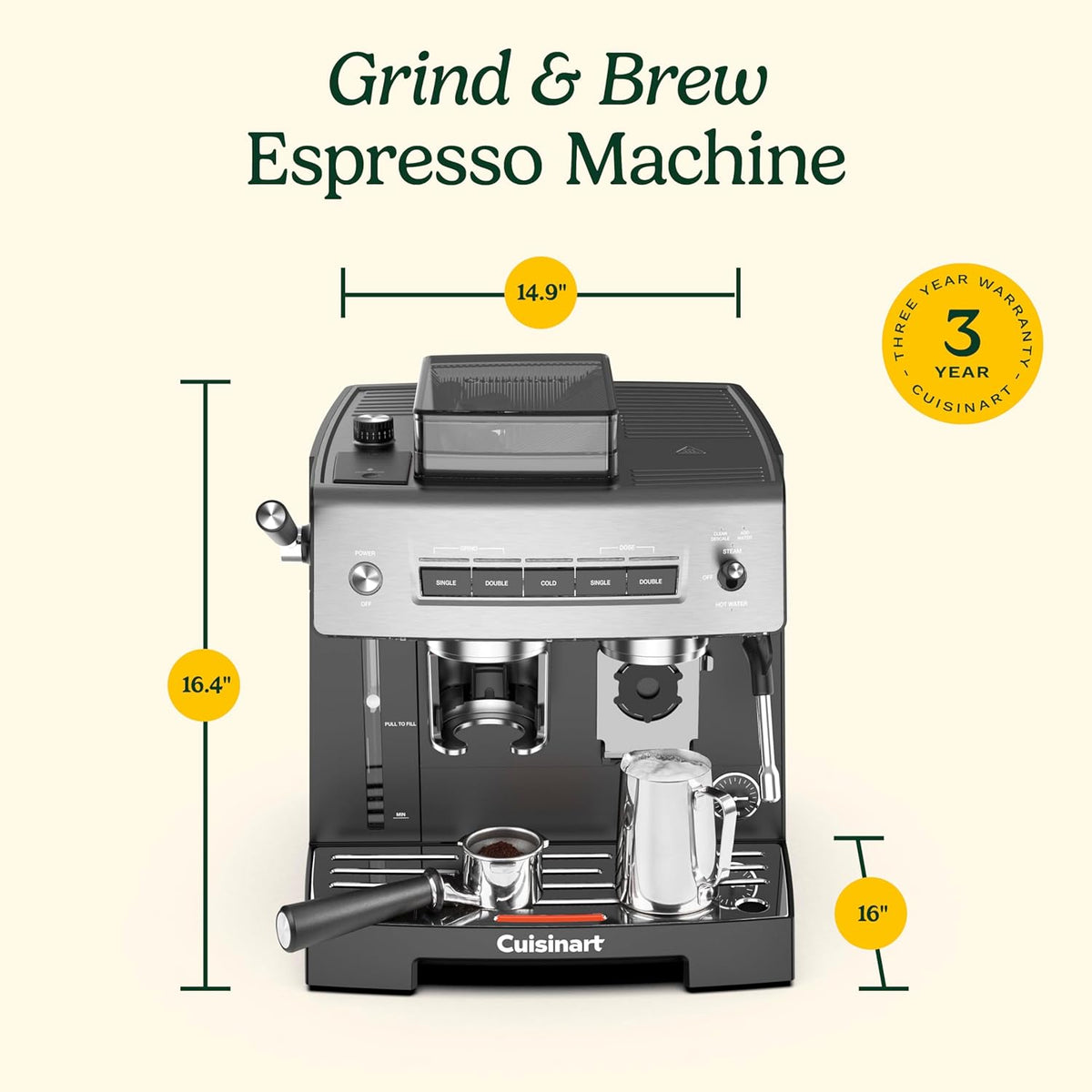 Machine à espresso Espresso Bar avec moulin intégré - Cuisinart - Machine à espresso - - La Guilde Culinaire
