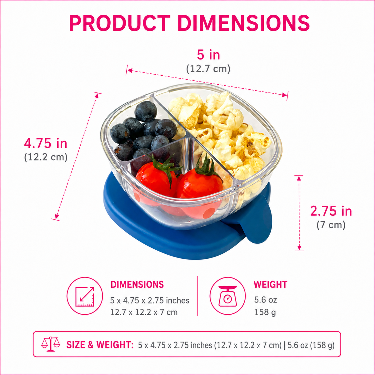 Bol à collations compact et étanche à 3 compartiments - Yumbox - Boîte à repas - - La Guilde Culinaire