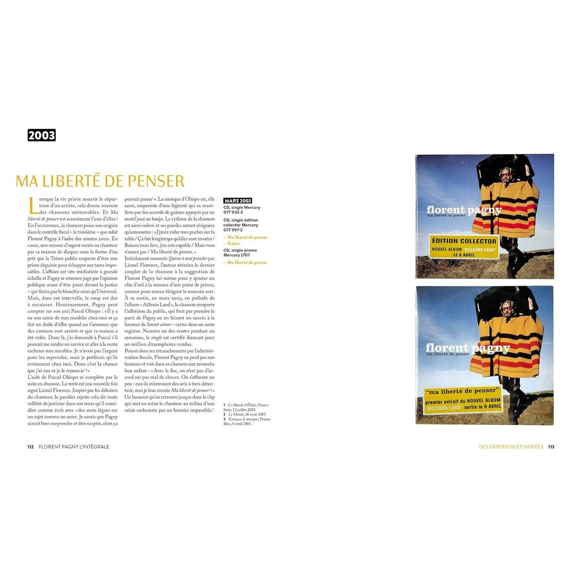 Florent Pagny - L'intégrale - EPA Ed. - Livre - - La Guilde Culinaire