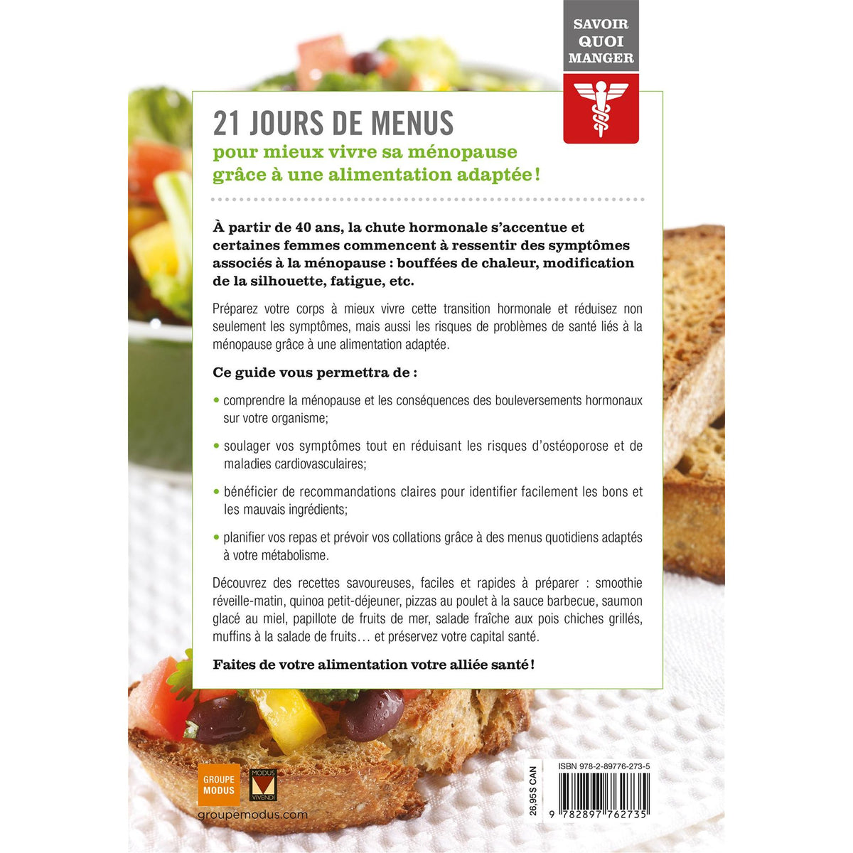 Savoir quoi manger - Ménopause - Modus Vivendi Ed. - Livre de cuisine - - La Guilde Culinaire