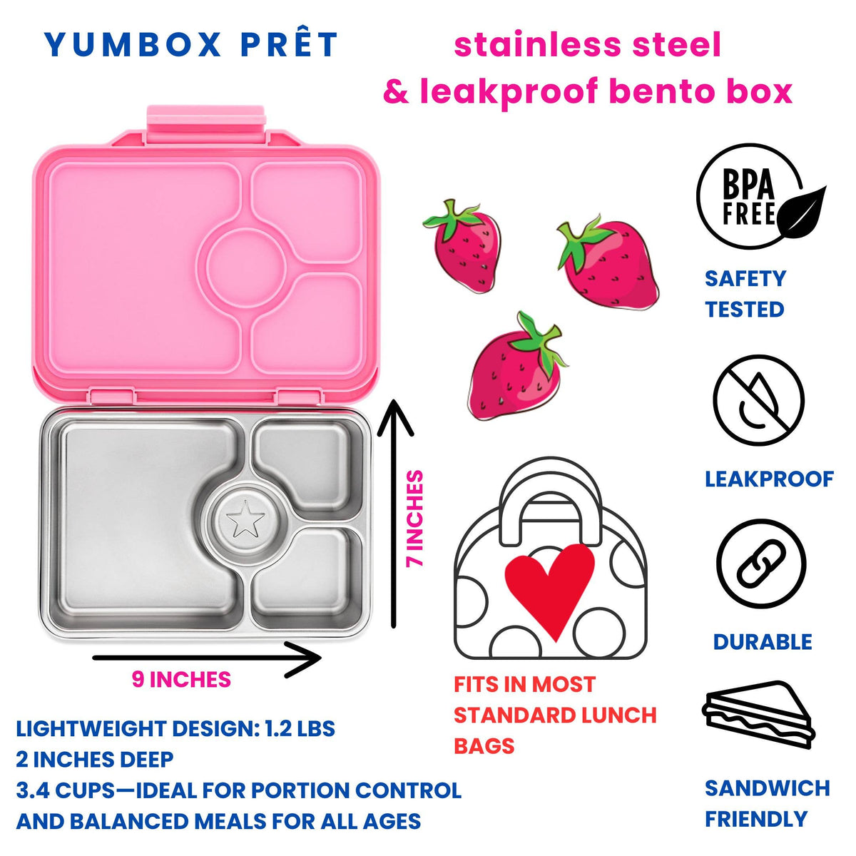 Yumbox Prêt – Boîte à Lunch Bento Étanche en Acier Inoxydable - Yumbox - Boîte à repas - - La Guilde Culinaire