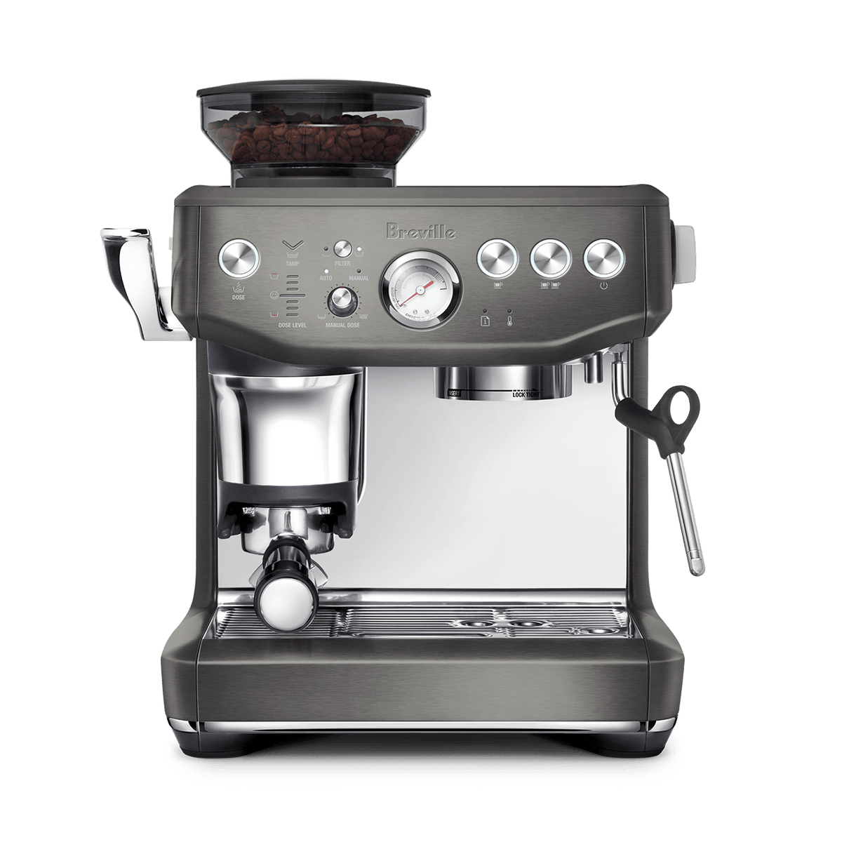 Machine à Café The Barista Express Impress Acier inoxydable noir - Breville - Machine à espresso - BES876BST1BNA1 - La Guilde Culinaire