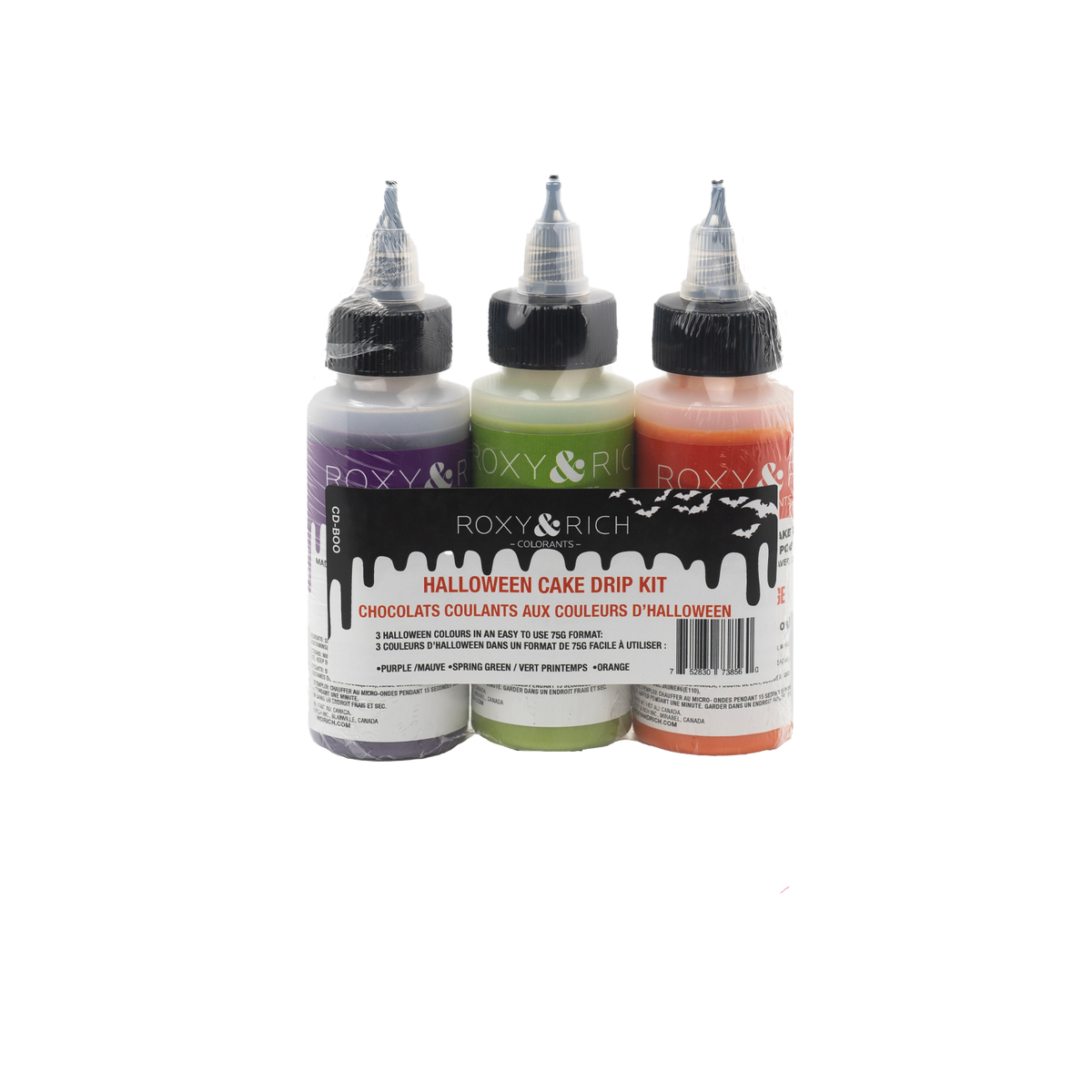 Chocolat Coulant - Mini Cake Drip spécial Halloween (3x75g) - Roxy & Rich - Chocolat coulant pour gâteau - - La Guilde Culinaire