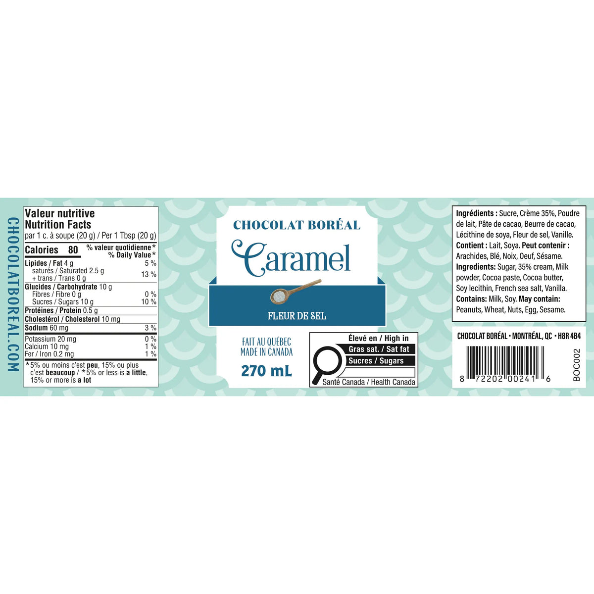 Tartinade caramel fleur de sel - Chocolat Boréal - Tartinade - - La Guilde Culinaire