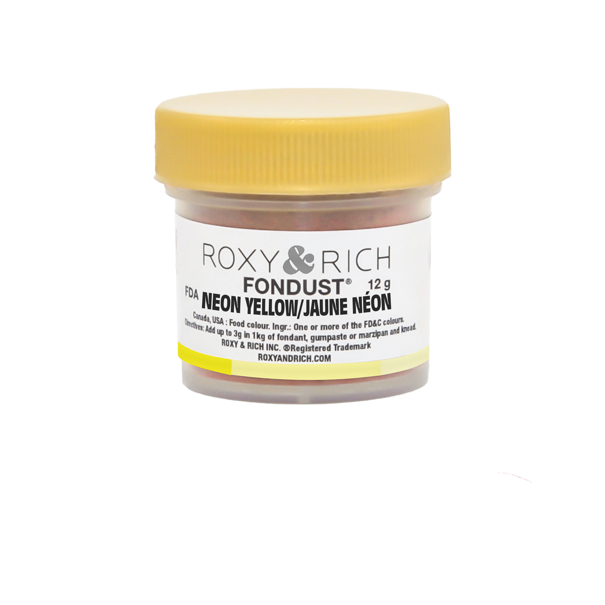 Colorant FONDUST Jaune Néon 12g - Roxy & Rich - Colorant alimentaire hydrosoluble - F15-006 - La Guilde Culinaire
