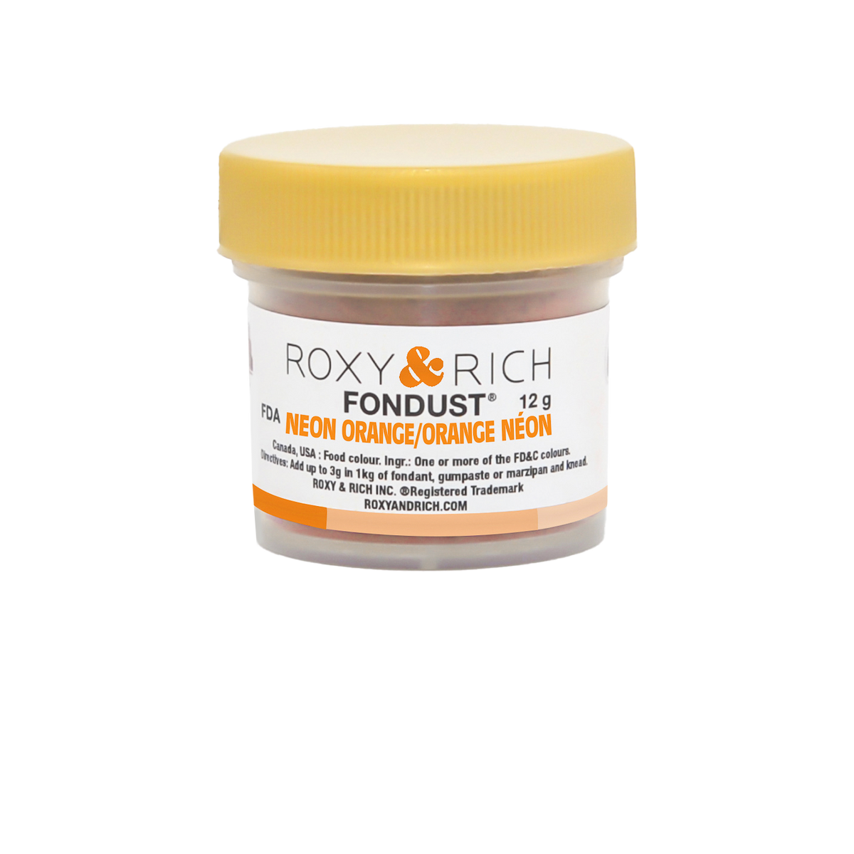 Colorant FONDUST Orange Néon 12g - Roxy & Rich - Colorant alimentaire hydrosoluble - F15-008 - La Guilde Culinaire
