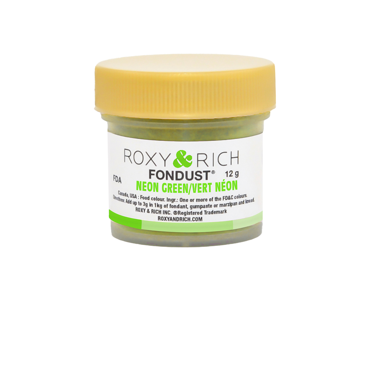 Colorant FONDUST Vert Néon 12g - Roxy & Rich - Colorant alimentaire hydrosoluble - F15-032 - La Guilde Culinaire