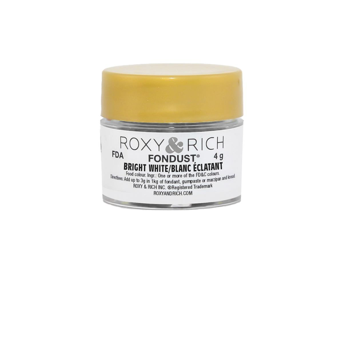 Colorant FONDUST Blanc Éclatant 4g - Roxy & Rich - Colorant alimentaire hydrosoluble - F4-001 - La Guilde Culinaire