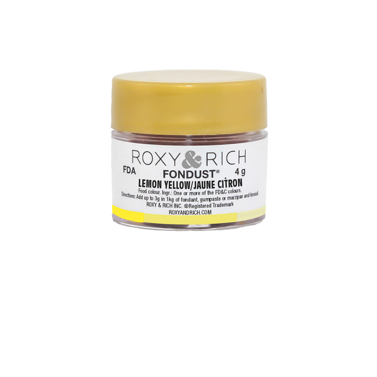 Colorant FONDUST Jaune Citron 4g - Roxy & Rich - Colorant alimentaire hydrosoluble - F4-005 - La Guilde Culinaire