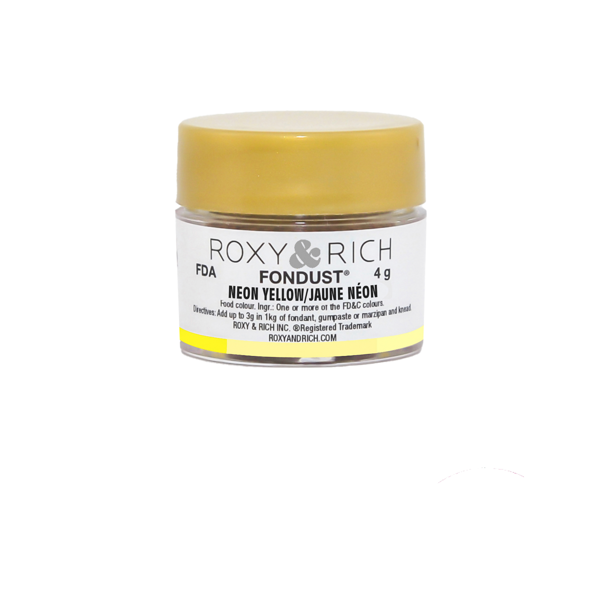 Colorant FONDUST Jaune Néon 4g - Roxy & Rich - Colorant alimentaire hydrosoluble - F4-006 - La Guilde Culinaire