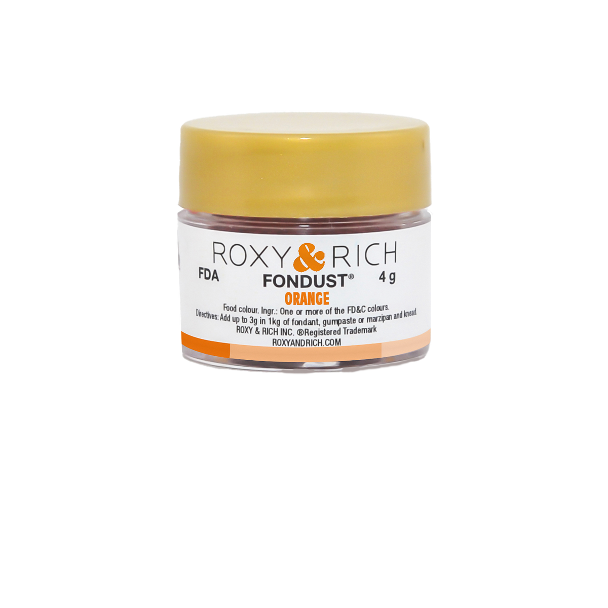 Colorant FONDUST Orange 4g - Roxy & Rich - Colorant alimentaire hydrosoluble - F4-007 - La Guilde Culinaire