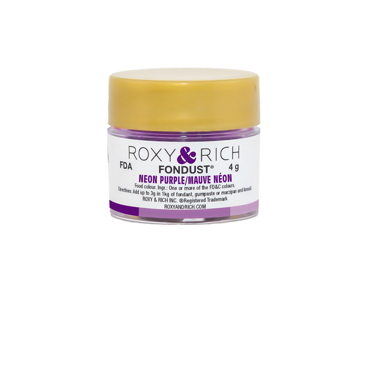 Colorant FONDUST Mauve Néon 4g - Roxy & Rich - Colorant alimentaire hydrosoluble - F4-021 - La Guilde Culinaire