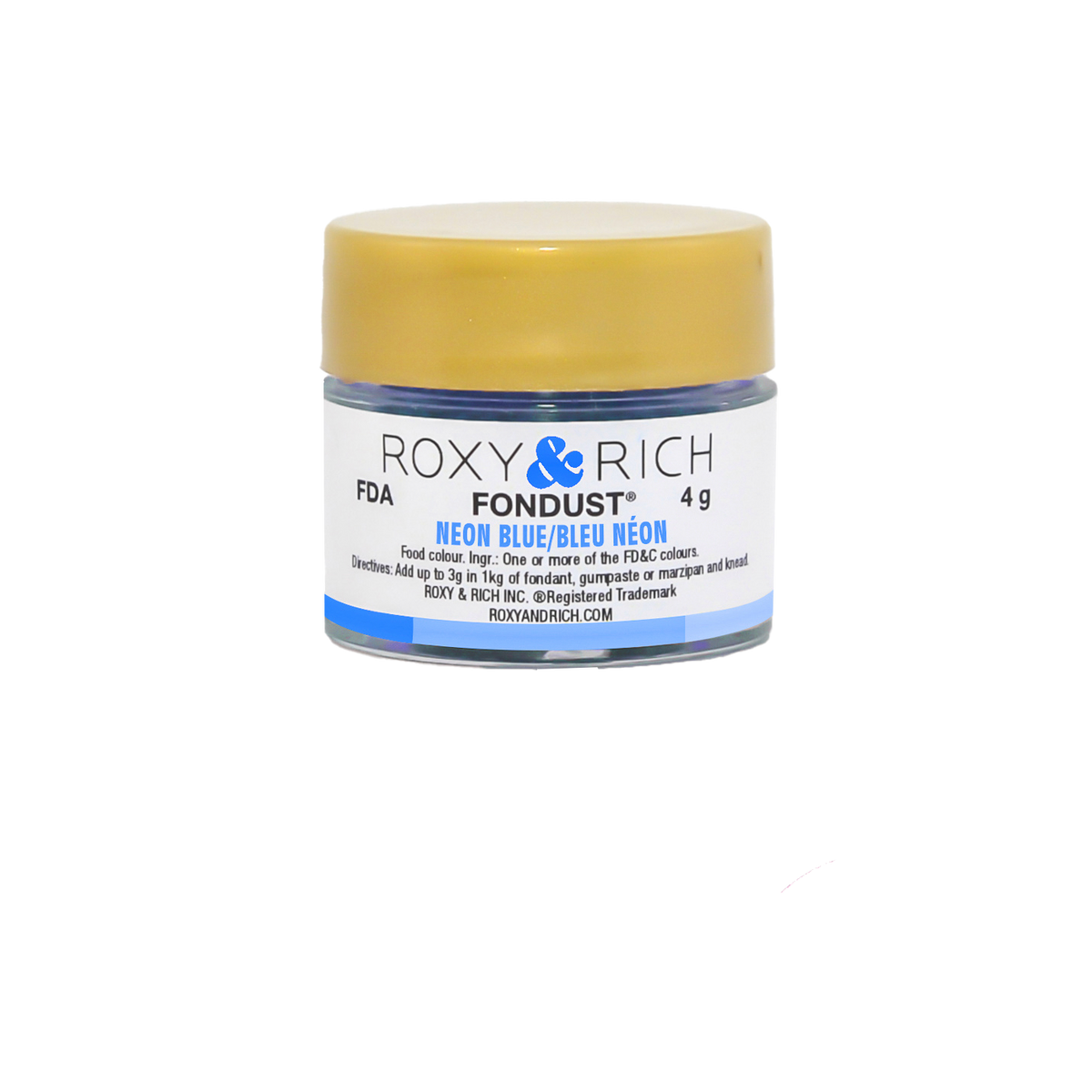 Colorant FONDUST Bleu Néon 4g - Roxy & Rich - Colorant alimentaire hydrosoluble - F4-024 - La Guilde Culinaire