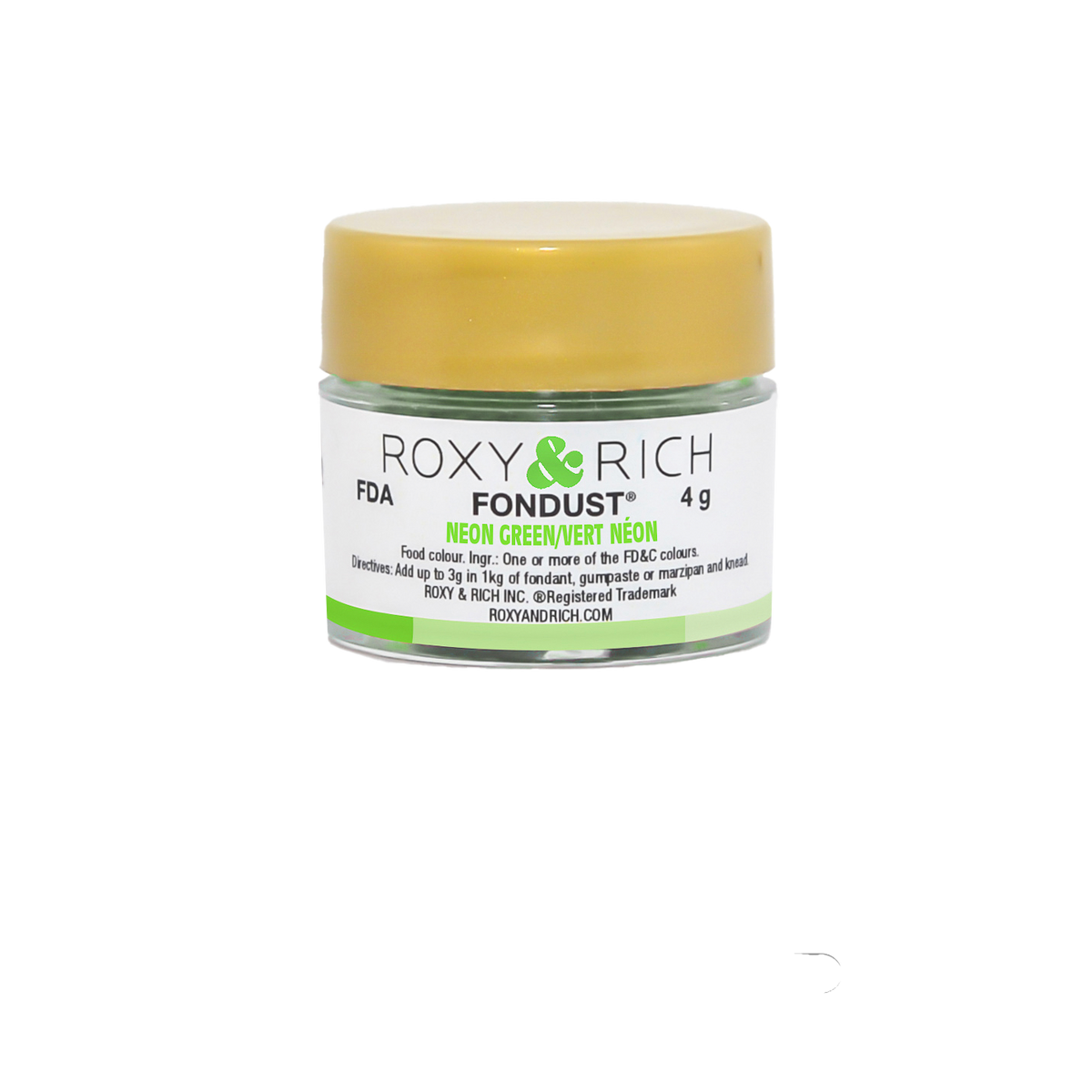 Colorant FONDUST Vert Néon 4g - Roxy & Rich - Colorant alimentaire hydrosoluble - F4-032 - La Guilde Culinaire