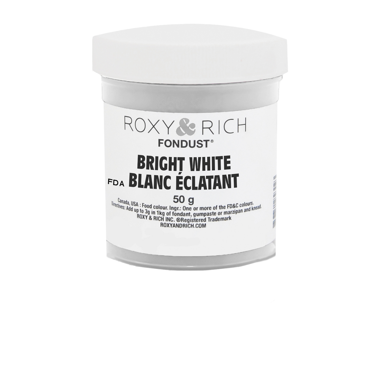 Colorant FONDUST Blanc Éclatant 50g - Roxy & Rich - Colorant alimentaire hydrosoluble - F60-001 - La Guilde Culinaire