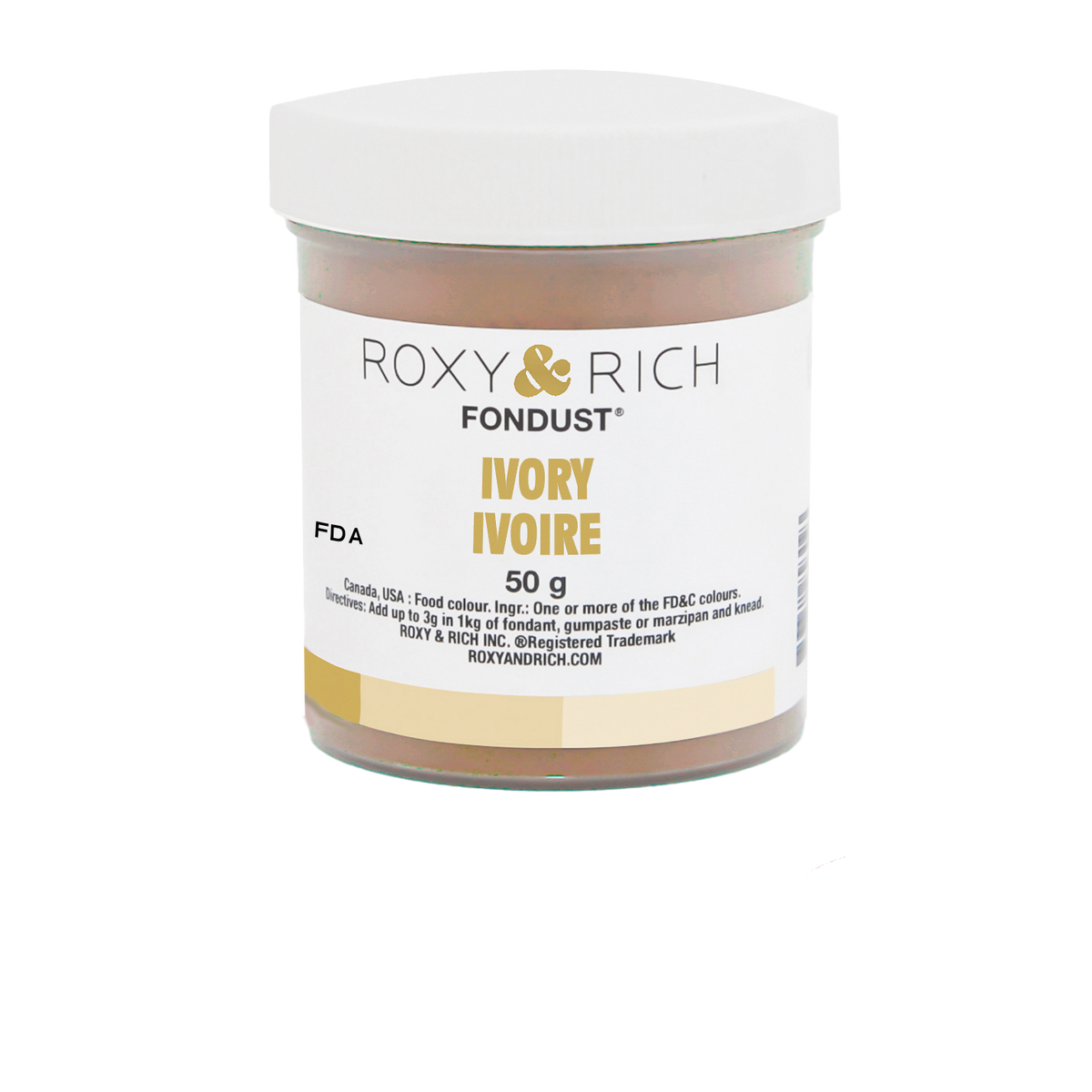 Colorant FONDUST Ivoire 50g - Roxy & Rich - Colorant alimentaire hydrosoluble - F60-003 - La Guilde Culinaire