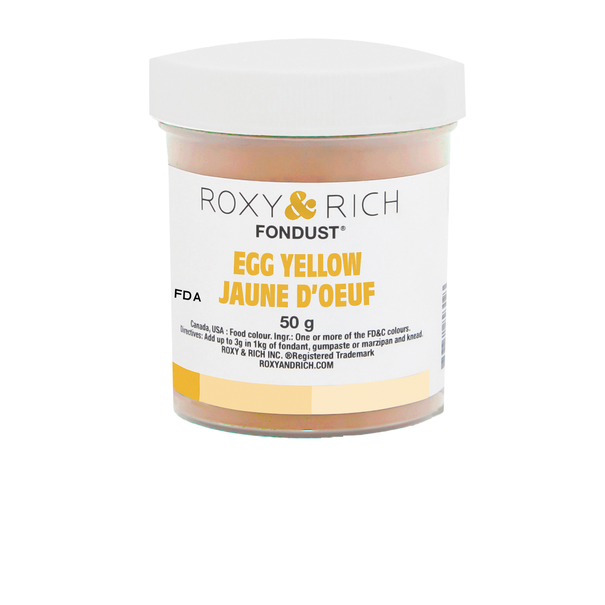 Colorant FONDUST Jaune d'Œuf 50g - Roxy & Rich - Colorant alimentaire hydrosoluble - F60-004 - La Guilde Culinaire
