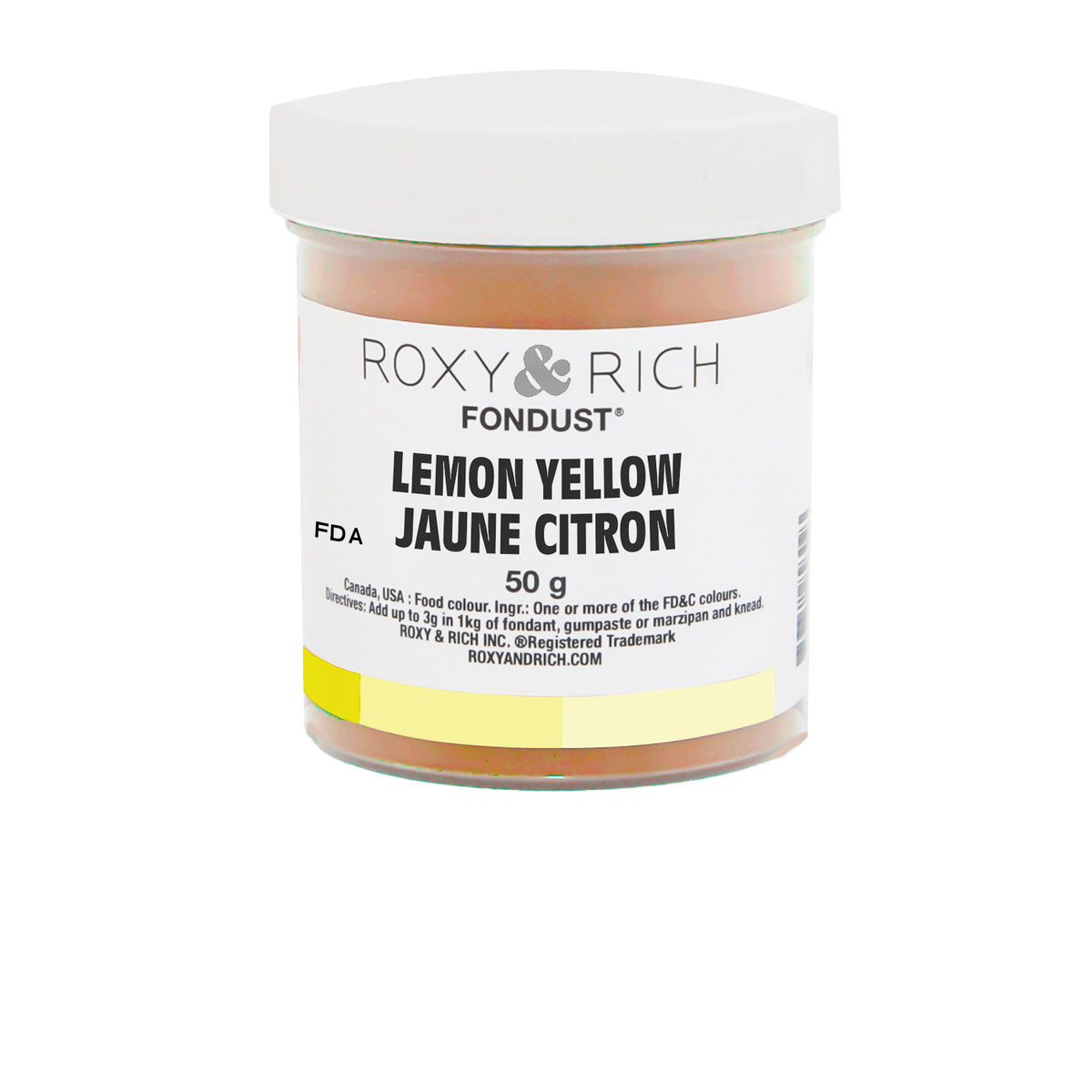Colorant FONDUST Jaune Citron 50g - Roxy & Rich - Colorant alimentaire hydrosoluble - F60-005 - La Guilde Culinaire