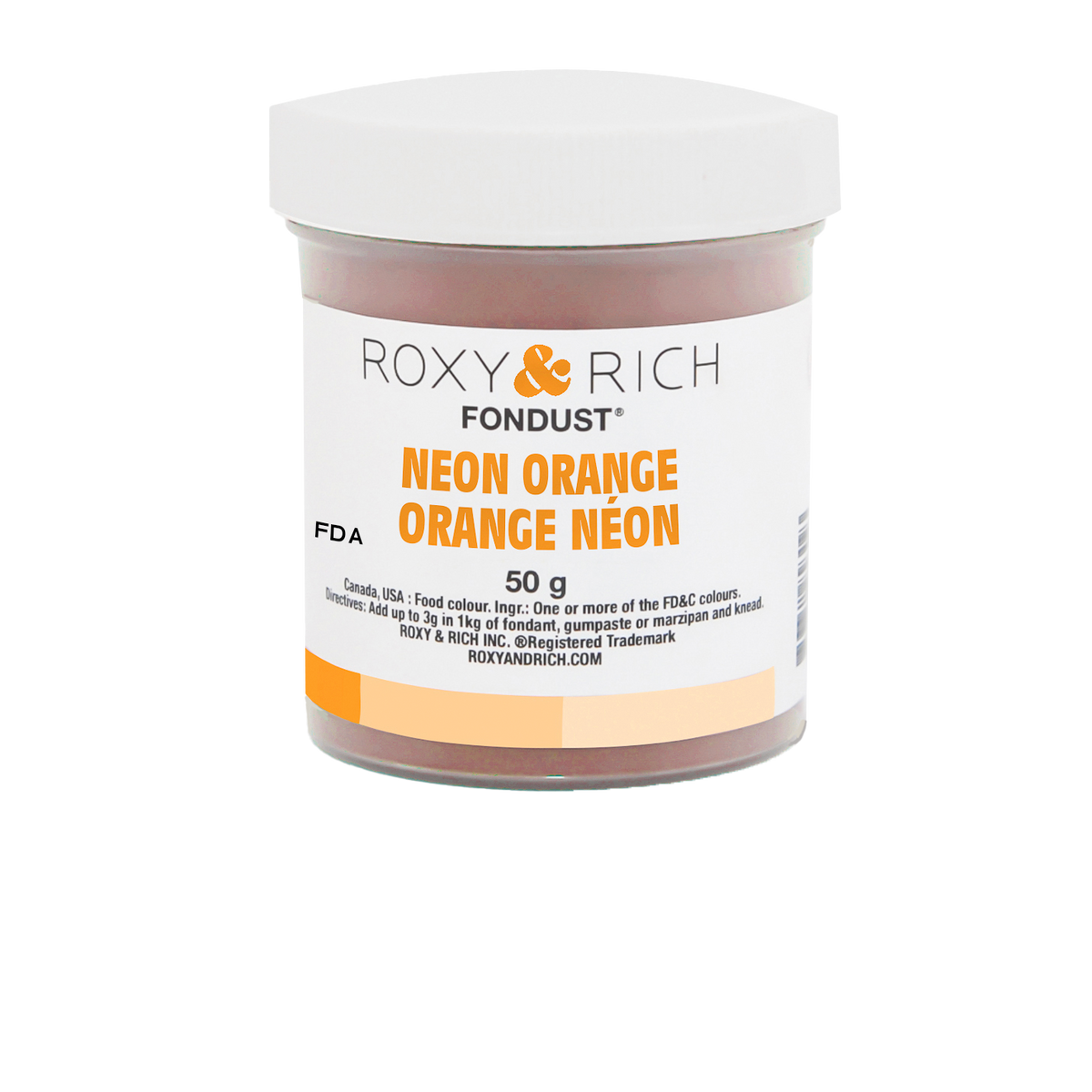 Colorant FONDUST Orange Néon 50g - Roxy & Rich - Colorant alimentaire hydrosoluble - F60-008 - La Guilde Culinaire