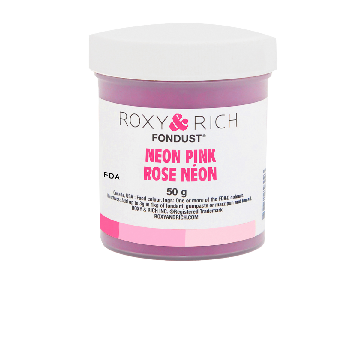 Colorant FONDUST Rose Néon 50g - Roxy & Rich - Colorant alimentaire hydrosoluble - F60-018 - La Guilde Culinaire