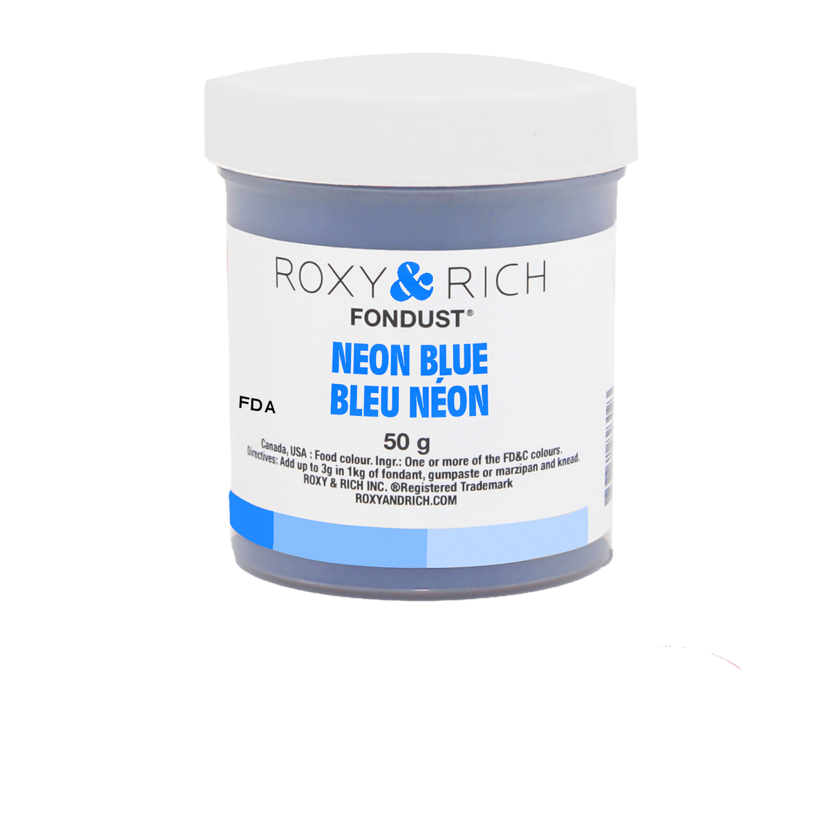 Colorant FONDUST Bleu Néon 50g - Roxy & Rich - Colorant alimentaire hydrosoluble - F60-024 - La Guilde Culinaire