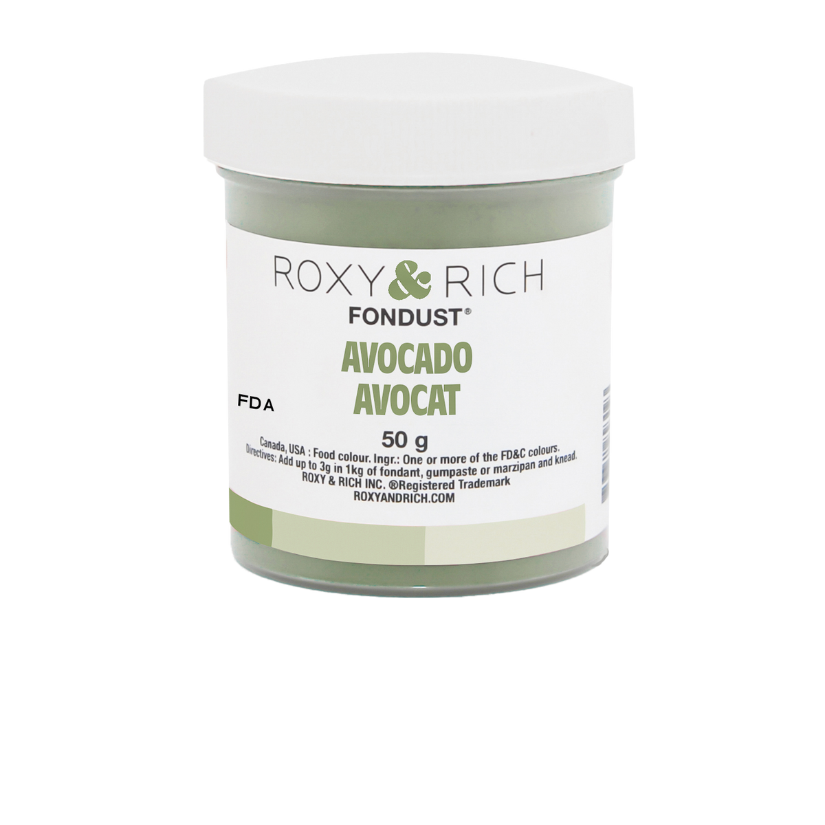 Colorant FONDUST Avocat 50g - Roxy & Rich - Colorant alimentaire hydrosoluble - F60-026 - La Guilde Culinaire