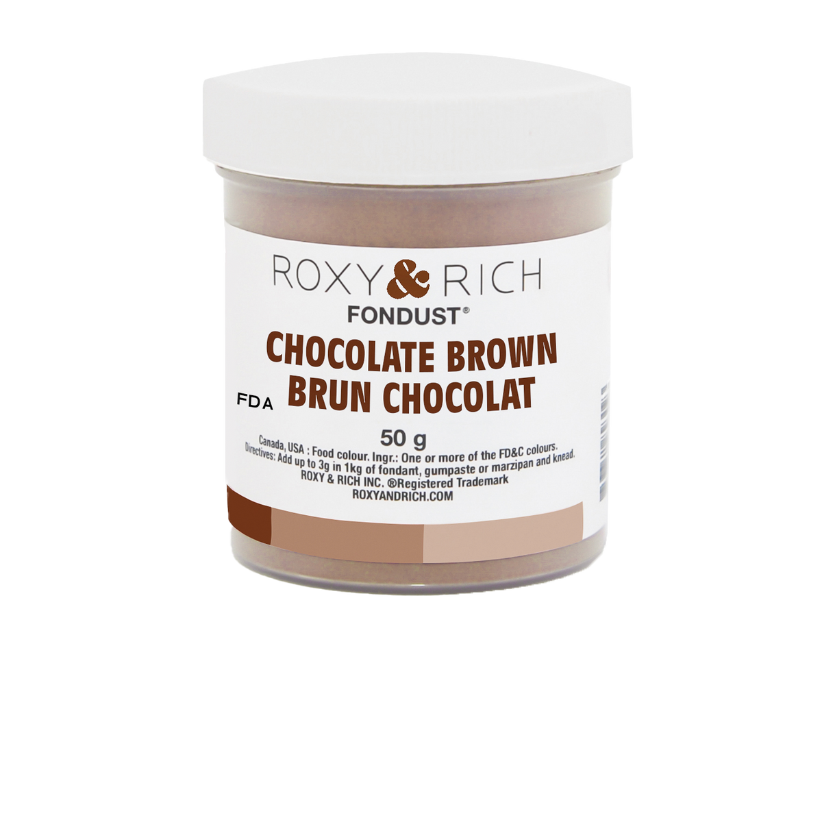 Colorant FONDUST Brun Chocolat 50g - Roxy & Rich - Colorant alimentaire hydrosoluble - F60-035 - La Guilde Culinaire