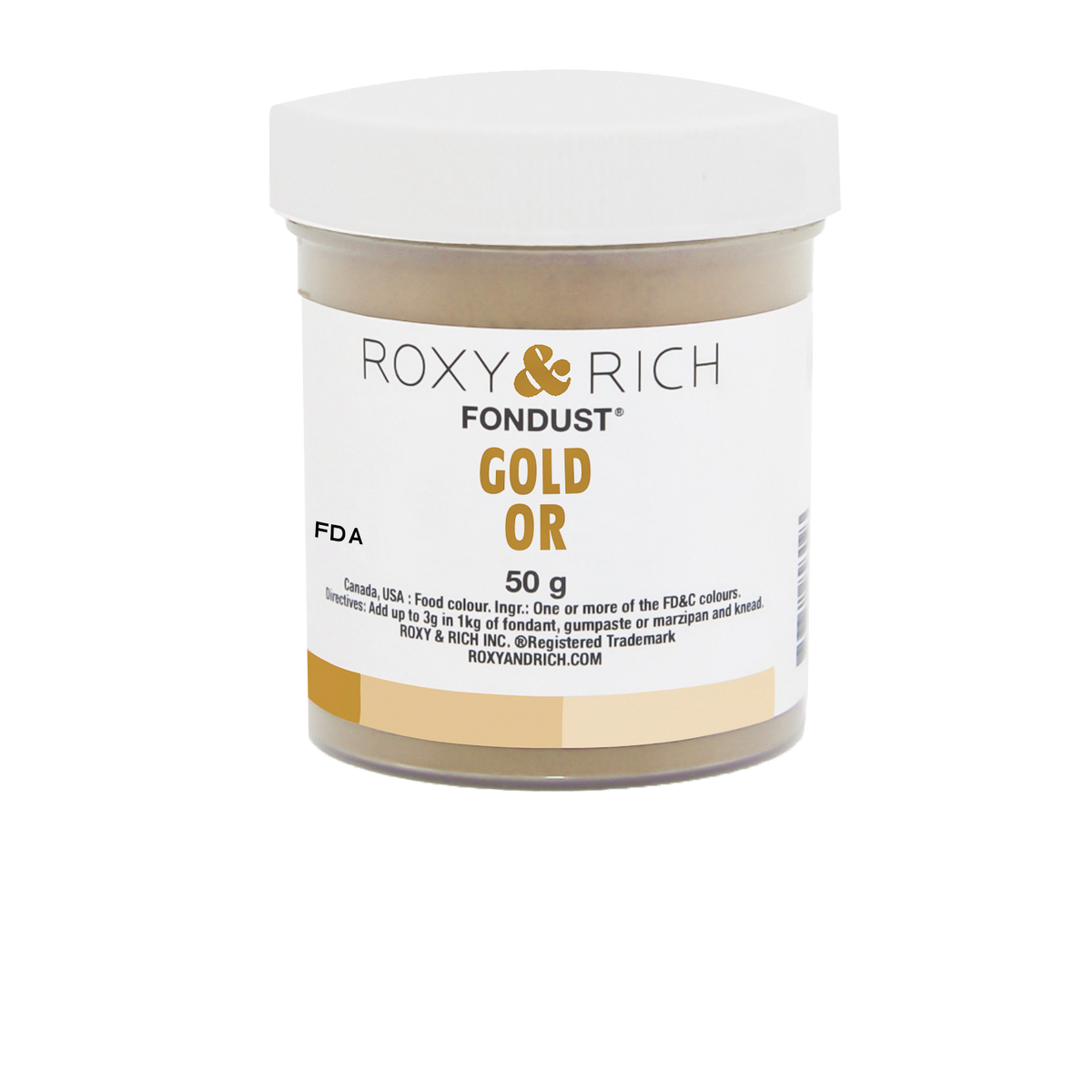 Colorant FONDUST Or 50g - Roxy & Rich - Colorant alimentaire hydrosoluble - F60-036 - La Guilde Culinaire