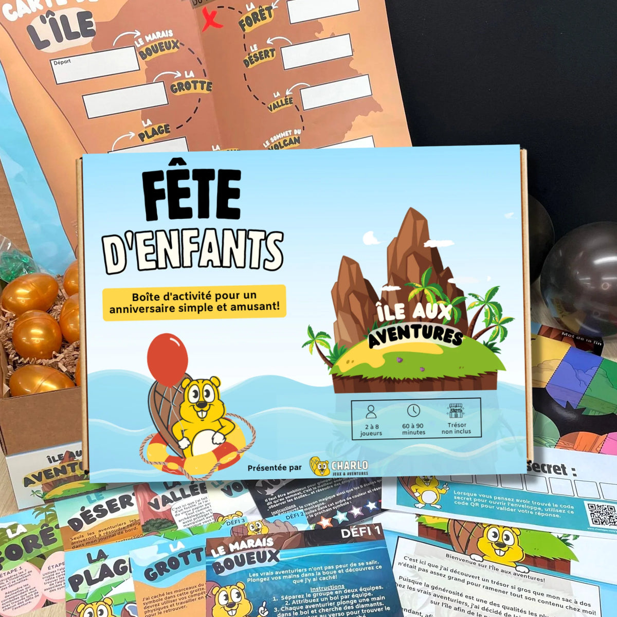 Boîte anniversaire : L'Île aux aventures - Charlo Jeux et Aventures - Boîte anniversaire - - La Guilde Culinaire