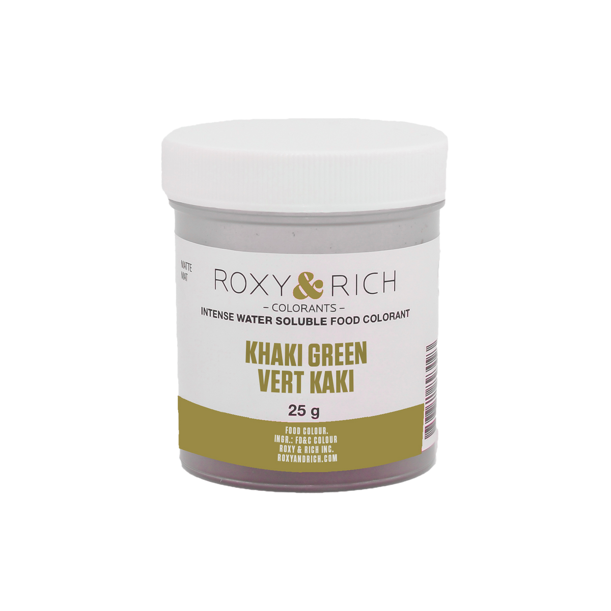 Colorant alimentaire hydrosoluble Vert Kaki 25g - Roxy & Rich - Colorant alimentaire hydrosoluble - H25-013 - La Guilde Culinaire