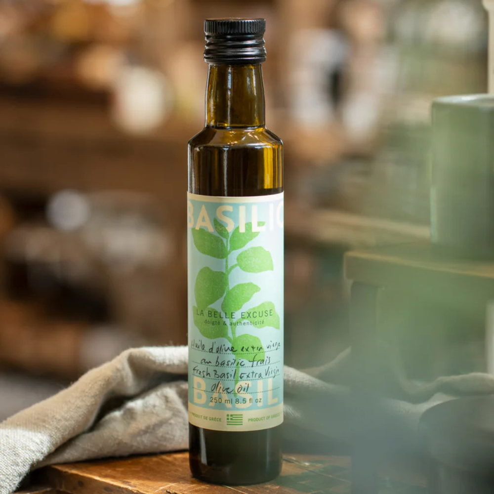 Huile d’olive extra vierge au Basilic 250 ml - La Belle Excuse - Huile d'olive - - La Guilde Culinaire