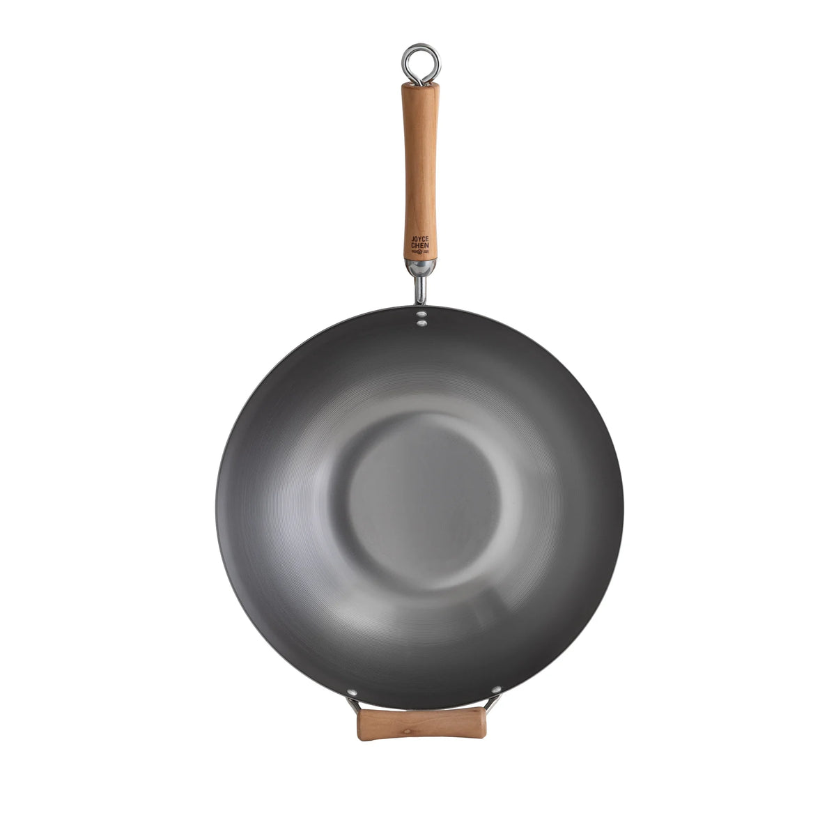 Wok à fond plat en acier carbone de 14" de la série Classic avec poignées en bouleau - Joyce Chen - Wok - - La Guilde Culinaire