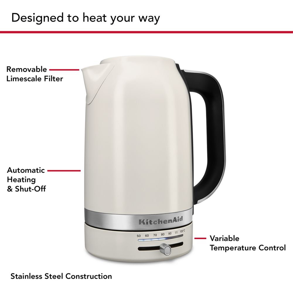 Bouilloire électrique 1.7 Litres - Porcelaine - Kitchenaid - Bouilloire - - La Guilde Culinaire