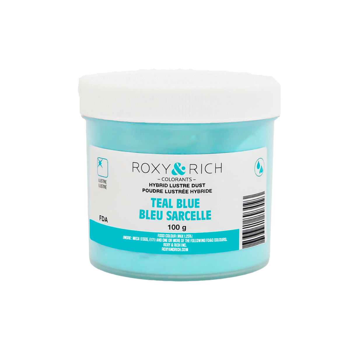 Poudre lustrée hybride Bleu Sarcelle 100g - Roxy & Rich - Poudre lustrée - L100-008 - La Guilde Culinaire