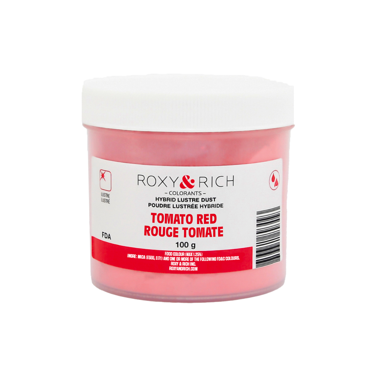 Poudre lustrée hybride Rouge Tomate 100g - Roxy & Rich - Poudre lustrée - L100-026 - La Guilde Culinaire