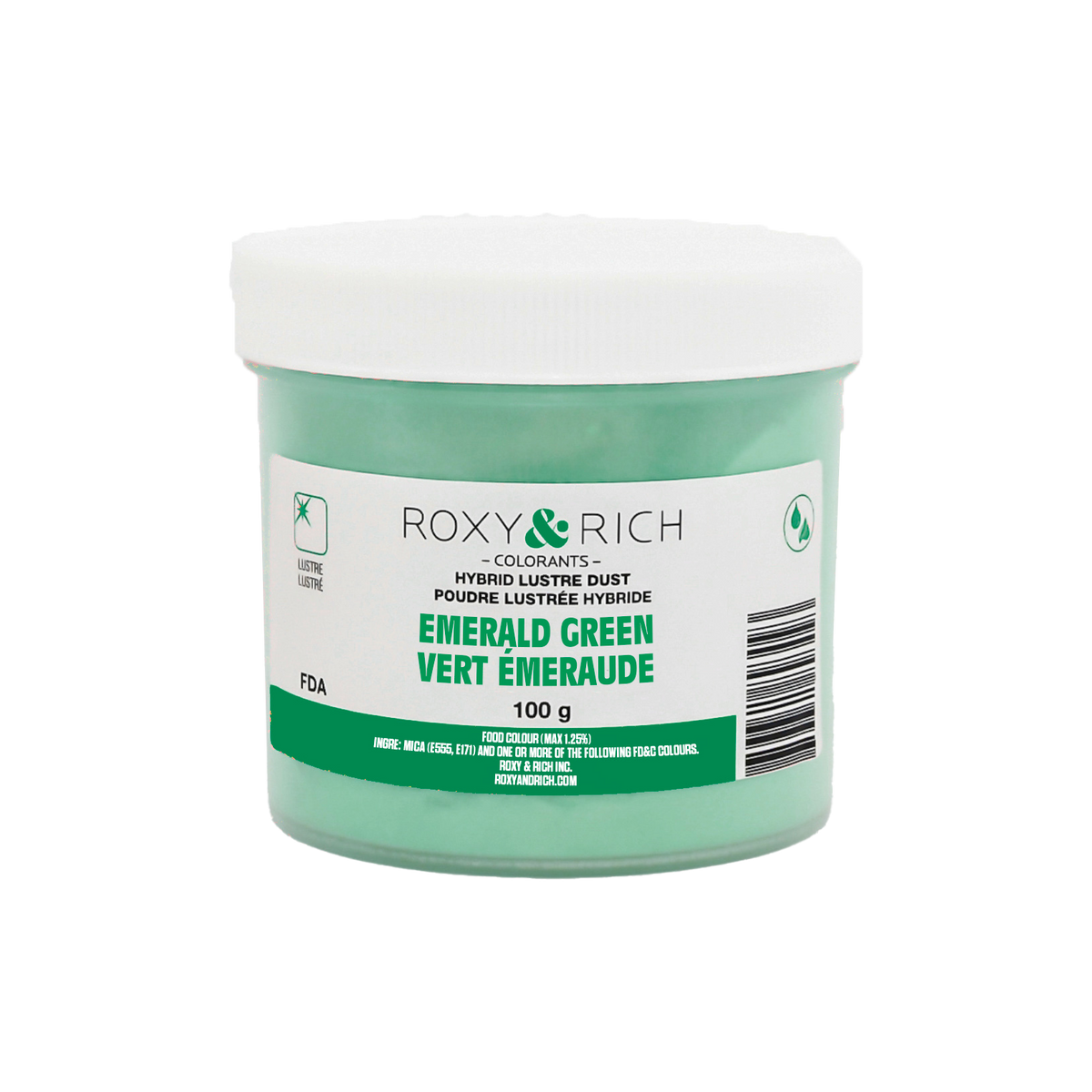 Poudre lustrée hybride Vert Émeraude 100g - Roxy & Rich - Poudre lustrée - L100-033 - La Guilde Culinaire