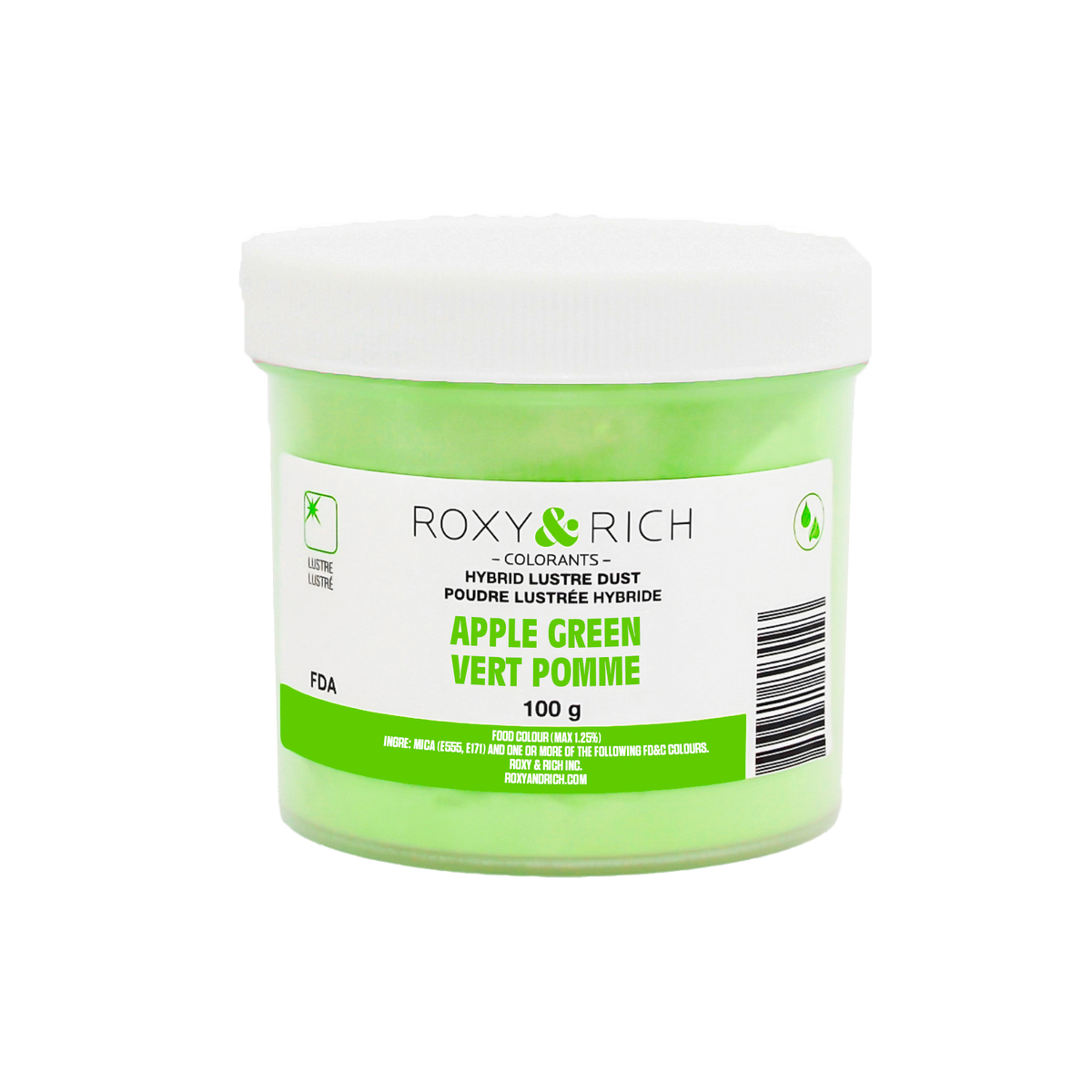 Poudre lustrée hybride Vert Pomme 100g - Roxy & Rich - Poudre lustrée - L100-035 - La Guilde Culinaire