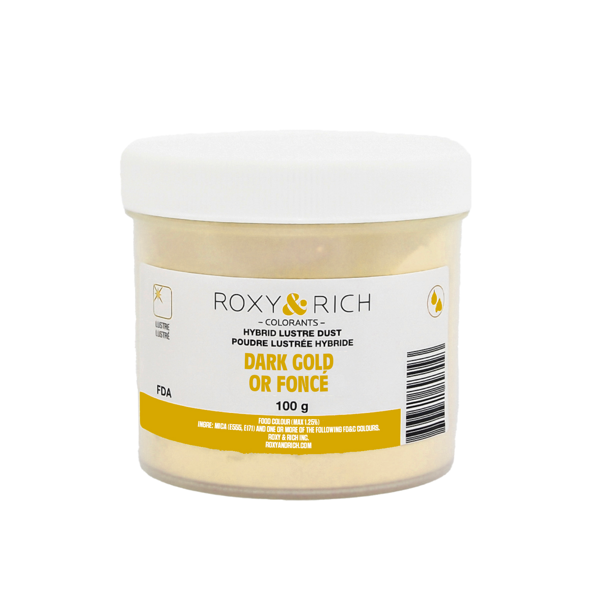 Poudre lustrée hybride Or Foncé 100g - Roxy & Rich - Poudre lustrée - L100-046 - La Guilde Culinaire