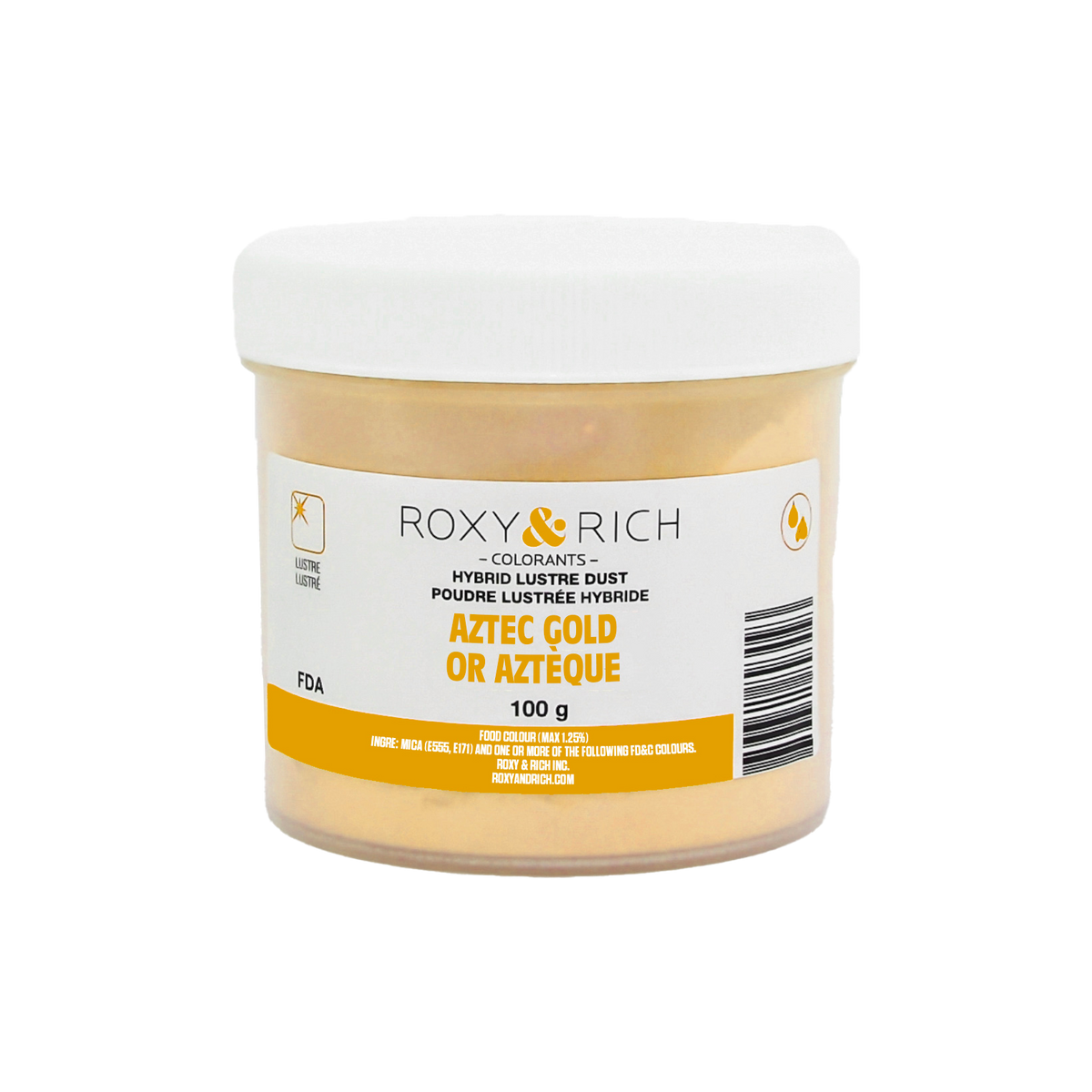 Poudre lustrée hybride Or Aztèque 100g - Roxy & Rich - Poudre lustrée - L100-047 - La Guilde Culinaire