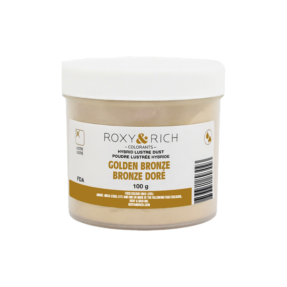 Poudre lustrée hybride Bronze Doré 100g - Roxy & Rich - Poudre lustrée - L100-051 - La Guilde Culinaire