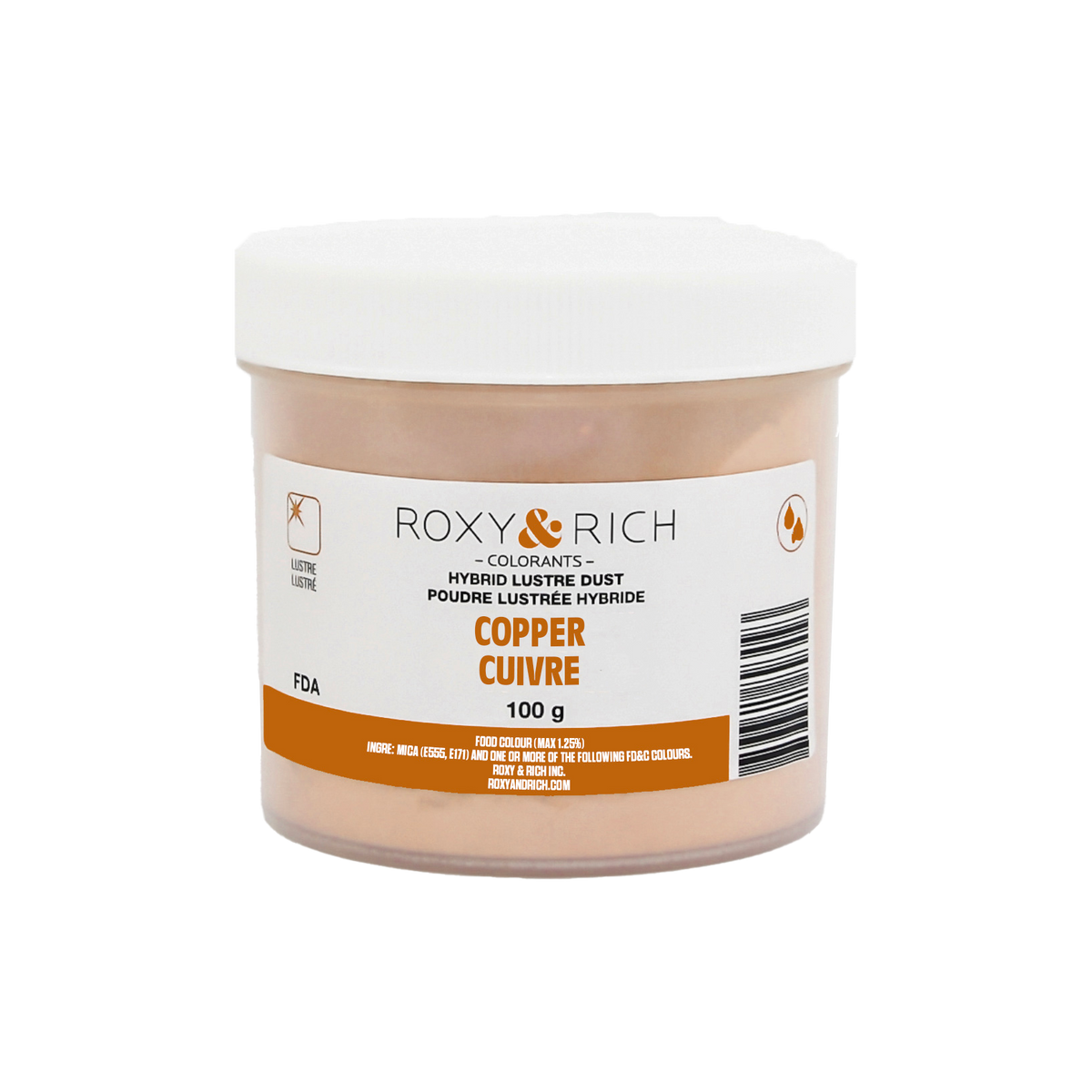 Poudre lustrée hybride Cuivre 100g - Roxy & Rich - Poudre lustrée - L100-052 - La Guilde Culinaire