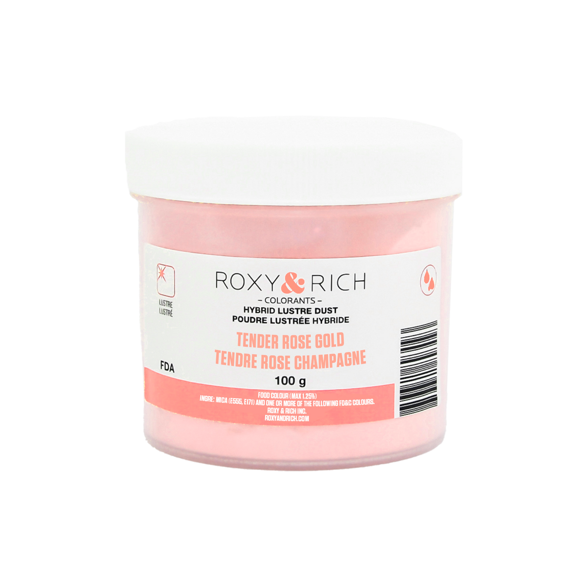 Poudre lustrée hybride Tendre Rose Champagne 100g - Roxy & Rich - Poudre lustrée - L100-053 - La Guilde Culinaire