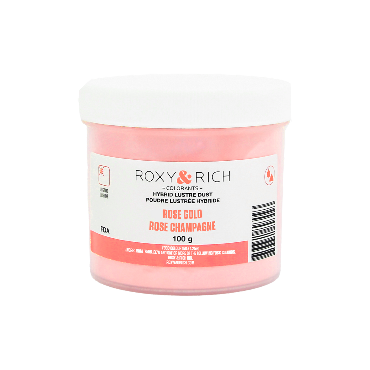 Poudre lustrée hybride Rose Champagne 100g - Roxy & Rich - Poudre lustrée - L100-054 - La Guilde Culinaire