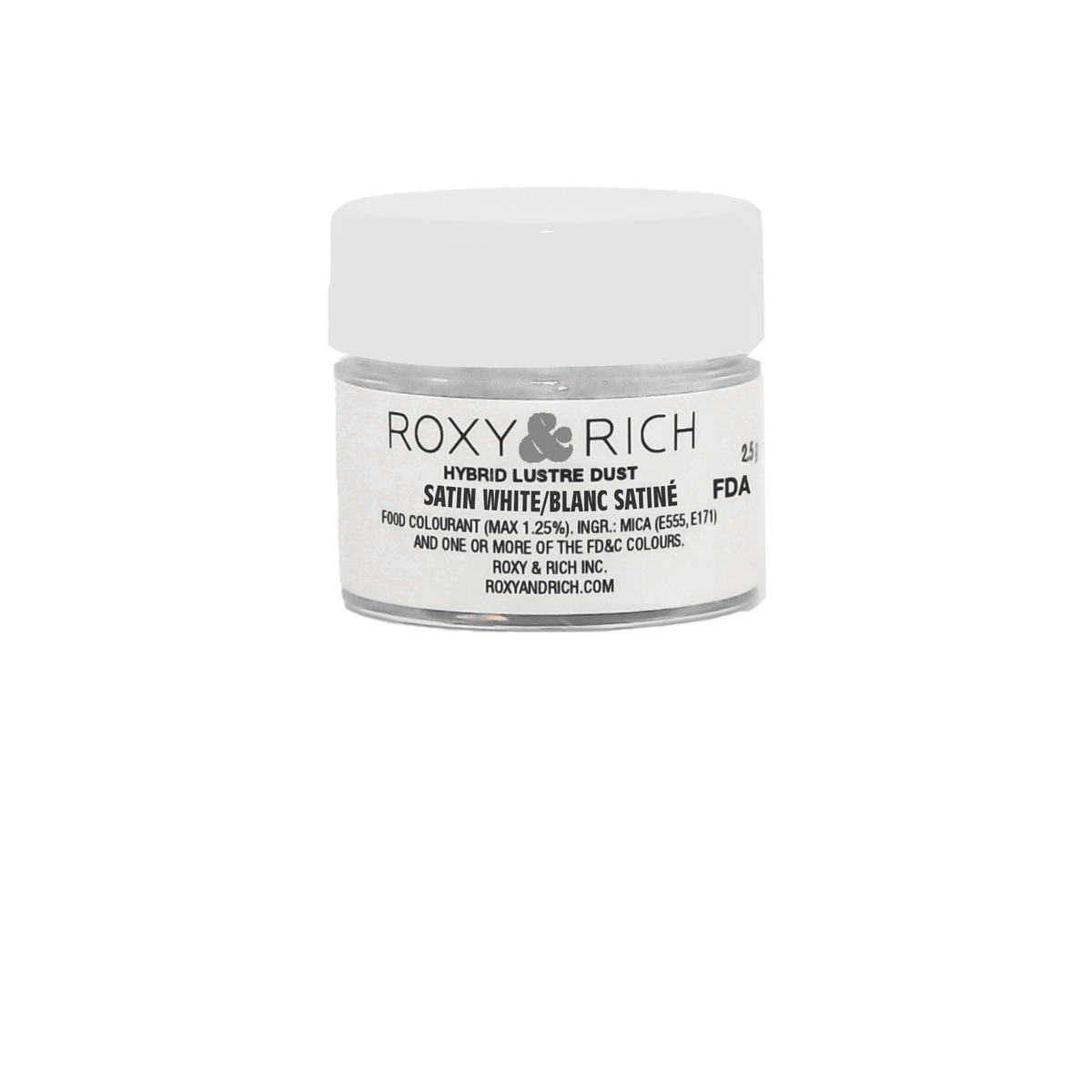 Poudre lustrée hybride Blanc Satiné 2.5g - Roxy & Rich - Poudre lustrée - L2-002 - La Guilde Culinaire