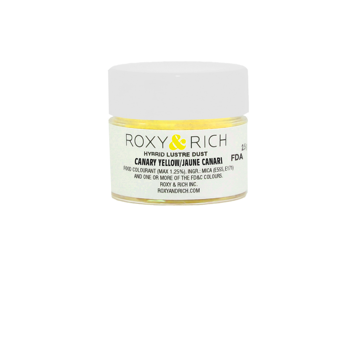 Poudre lustrée hybride Jaune Canari 2.5g - Roxy & Rich - Poudre lustrée - L2-012 - La Guilde Culinaire